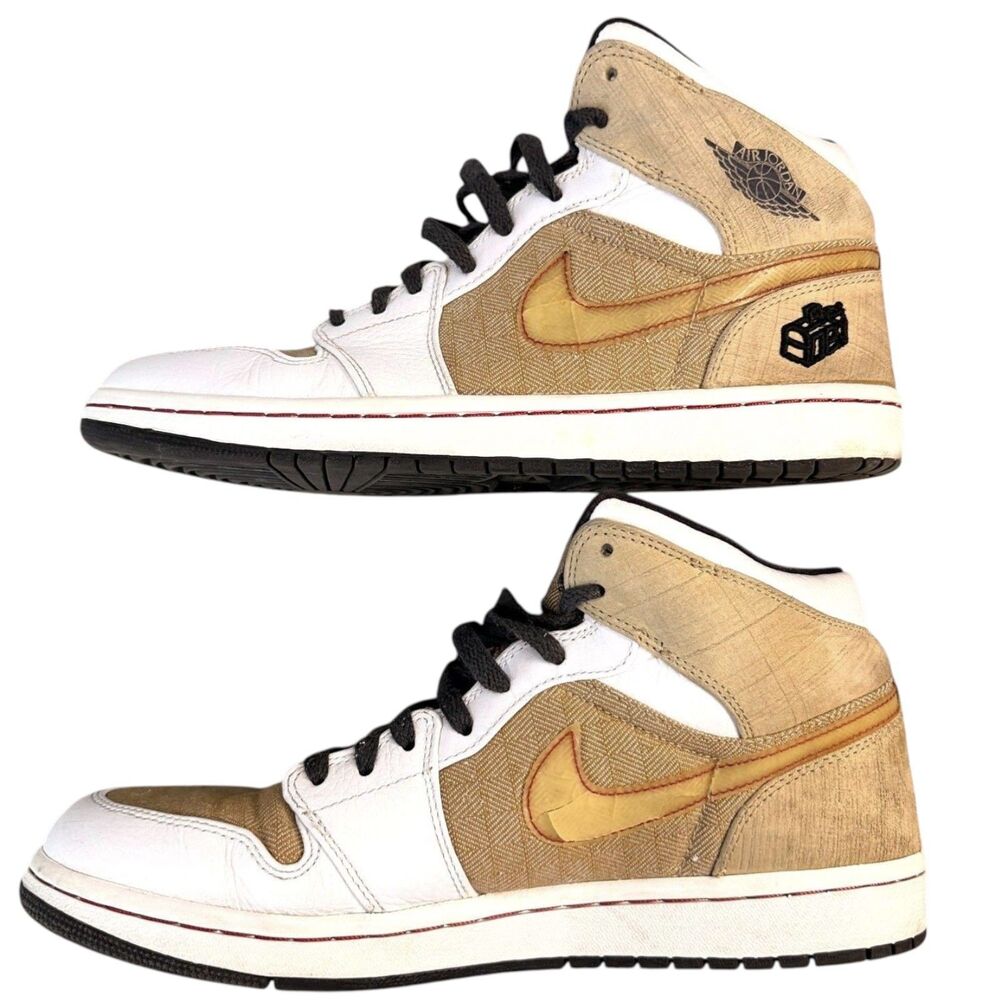 Nike Air Jordan 1 Retro Fathers Day Tweed 2008 Size 10.5 White 325514-101‎